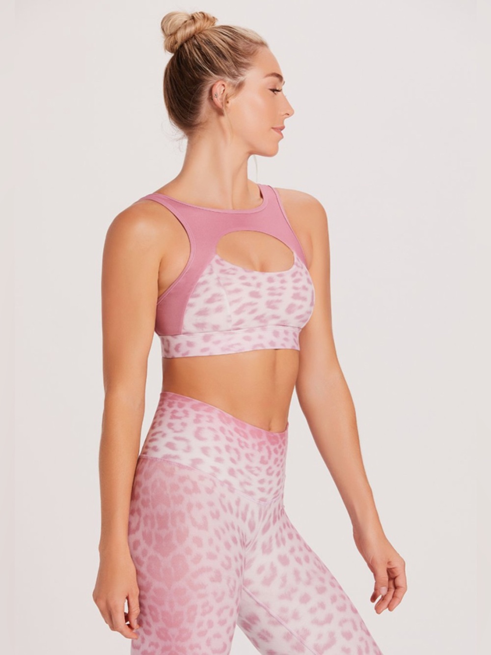 NWOT Niyama Sol Peek-a-Boo Bra - Pink Leopard